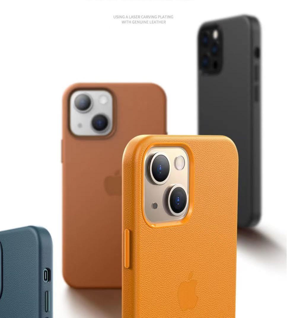 iPhone Leather Case with MagSafe Protective Full Body TPU Cover