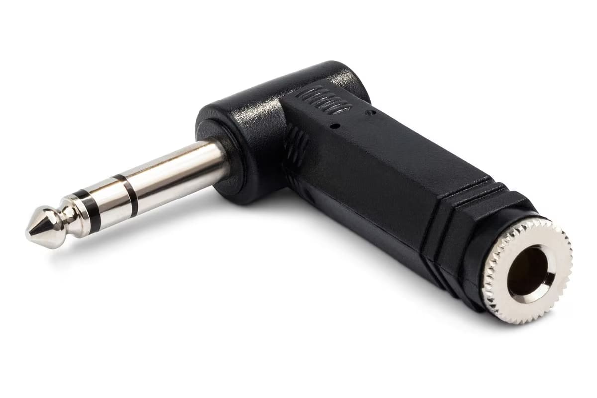 Hosa GPP-273 1/4 inch TRS Female to 1/4 inch TRS Male Right Angle Adapter-NEW