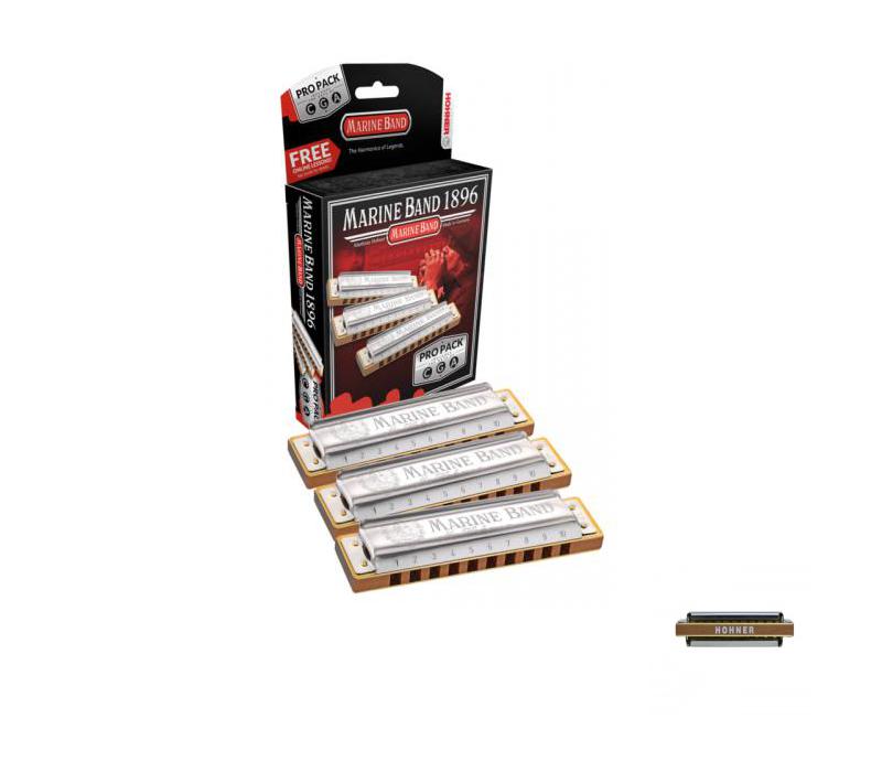 Hohner Marine Band 1896 Pro Pack 3-piece Harmonica Set-NEW