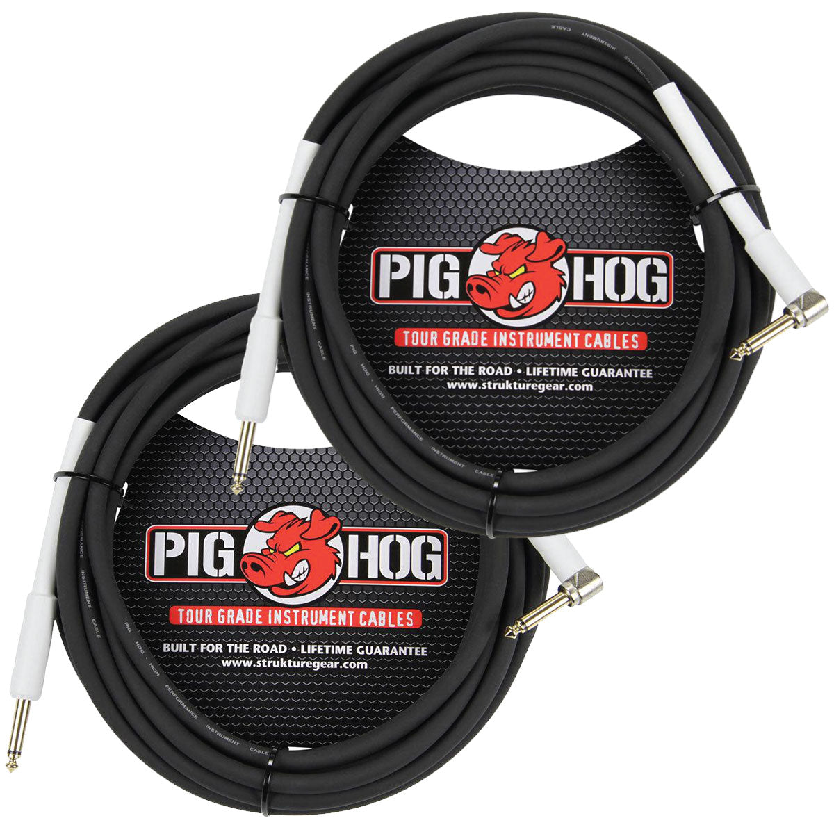 2 Pack Pig Hog PH186R Right Angle 8mm 18.5FT 1/4"-1/4" Inst Cable Lifetime Warranty!