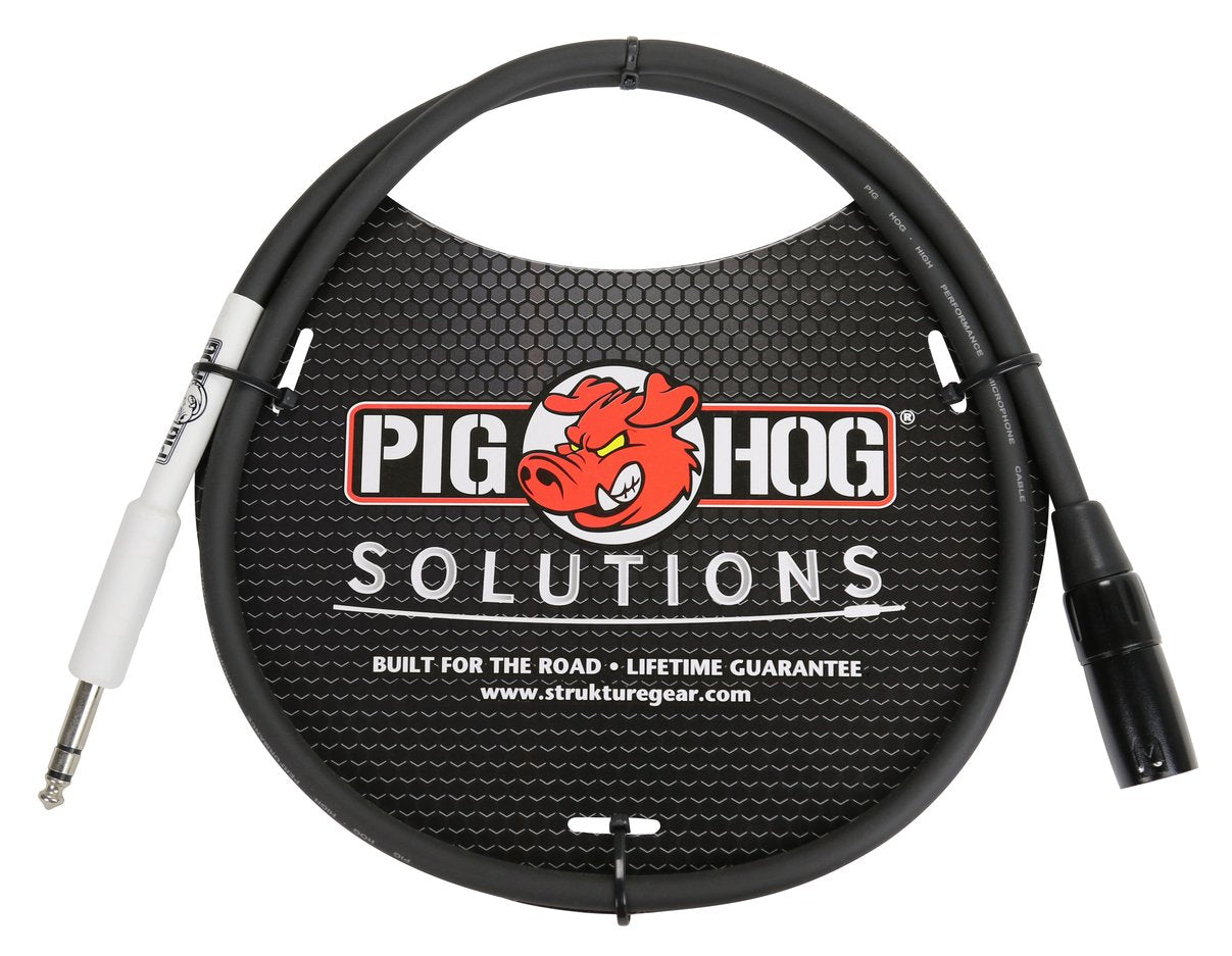 New - Pig Hog PX4T6 Patch Cable Stereo Balanced Adapt Xlr Male To 1/4" Trs, 6ft 2 Pack