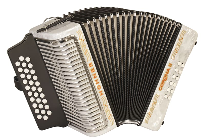 Hohner Corona II Diatonic Accordion - Keys of F/Bb/Eb - White-NEW