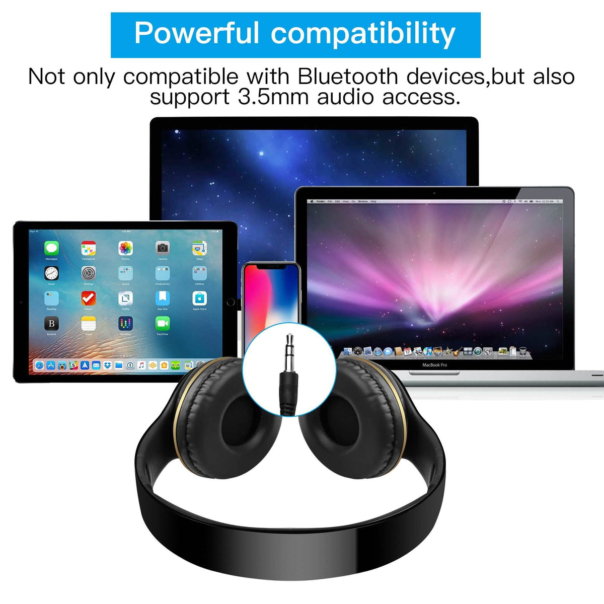 Wireless Bluetooth Heavy Bass Over Ear Stereo Headphones