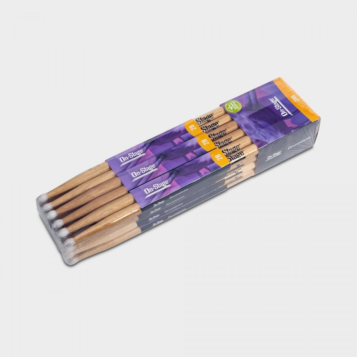 New - On-Stage HN2B hickory Drumsticks with Nylon tip, 12 Pair