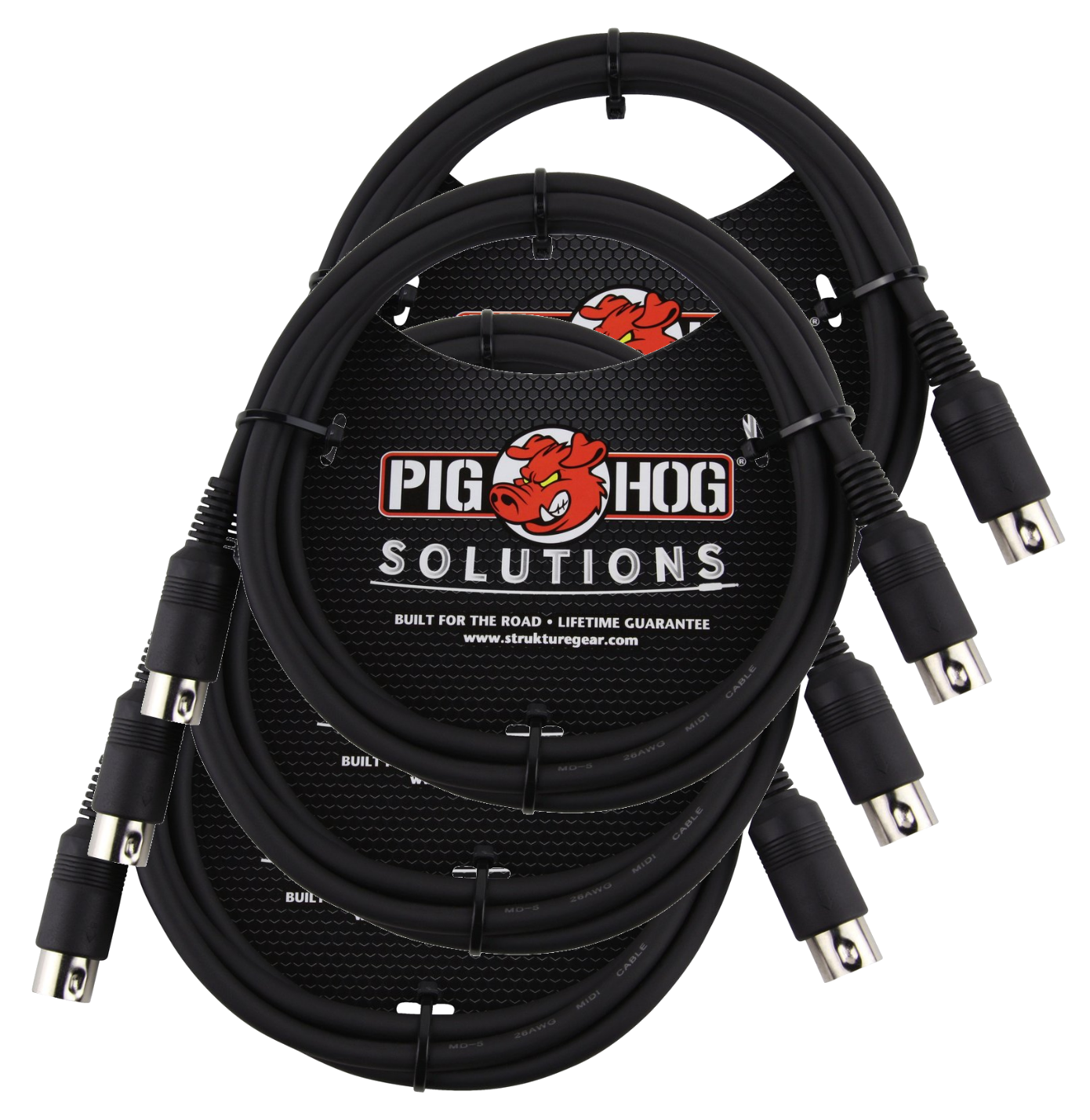4 Pack Pig Hog 6ft Solutions MIDI Cable Black Instrument Interface male to male PMID06 - NEW
