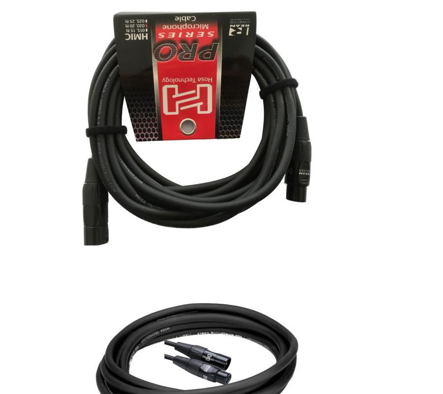 NEW - Hosa Pro Microphone Cable REAN XLR3F to XLR3M, HMIC-020 (20 Feet) Black