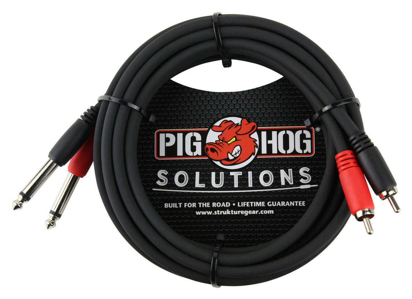 NEW - 2 Pack Pig Hog PD-R1410 10FT Solutions Dual RCA (Male) to Dual 1/4" Mono (Male) Cable