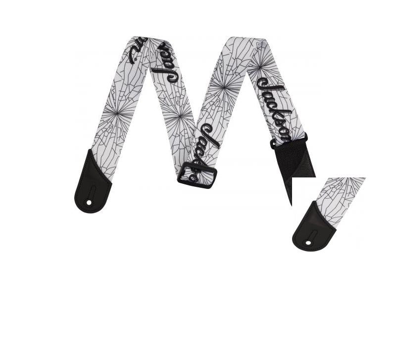 Jackson® Craca Jackson Cracked Mirror Guitar Strap, Adjustable, White- New