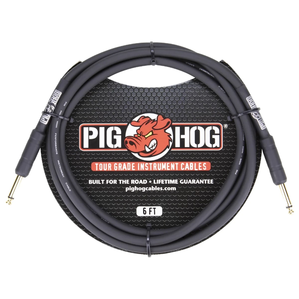 New - 5 Pack Pig Hog PH6 8mm 1/4 Straight Instrument Guitar Cord 6 Feet Patch Cable Black