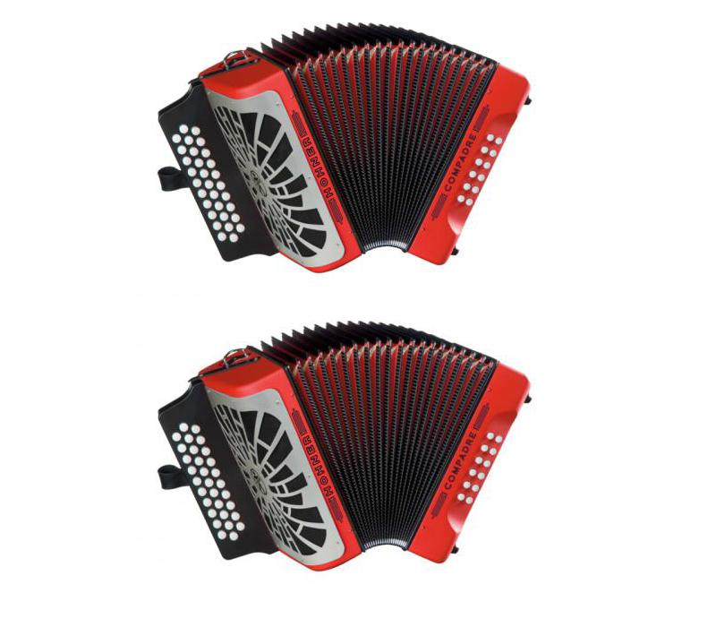 Hohner Compadre Diatonic Accordion - Keys of E/A/D - Red-NEW