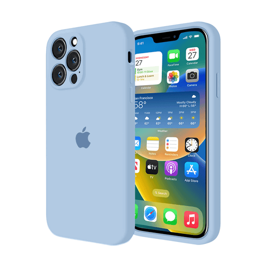iPhone Camera Protection Silicone Case Sky Blue Full Body Protective Back Cover