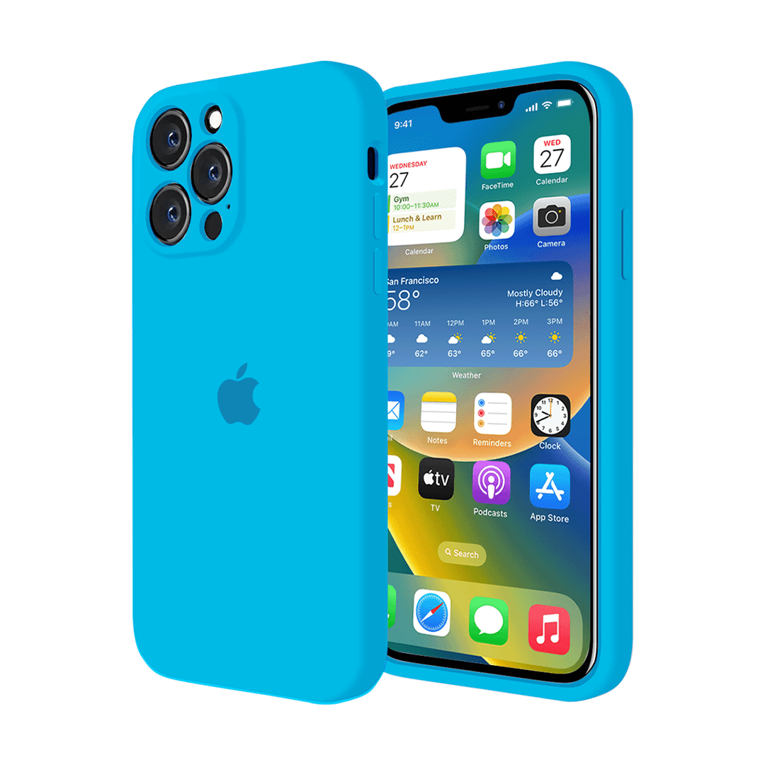 iPhone Camera Protection Silicone Case Surf Blue Full Body Protective Back Cover