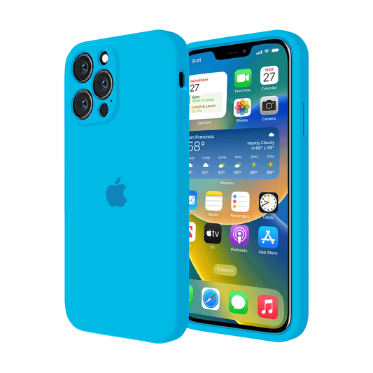 iPhone Camera Protection Silicone Case Surf Blue Full Body Protective Back Cover