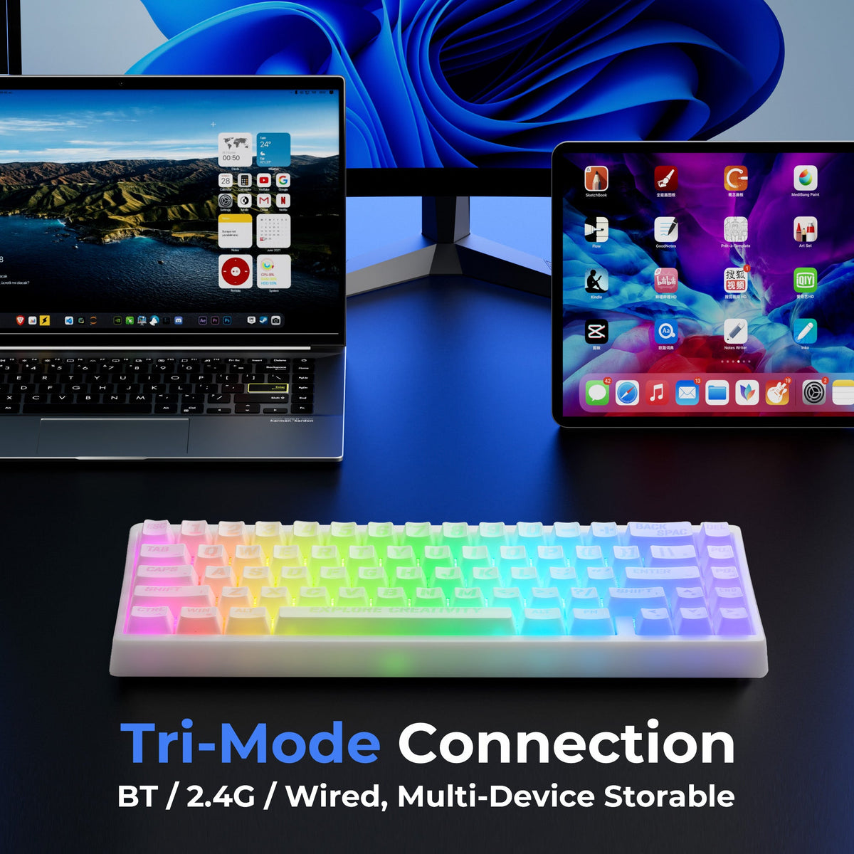 XVX Ice Switch Tri-Mode 67-Key Mechanical Keyboard XVX