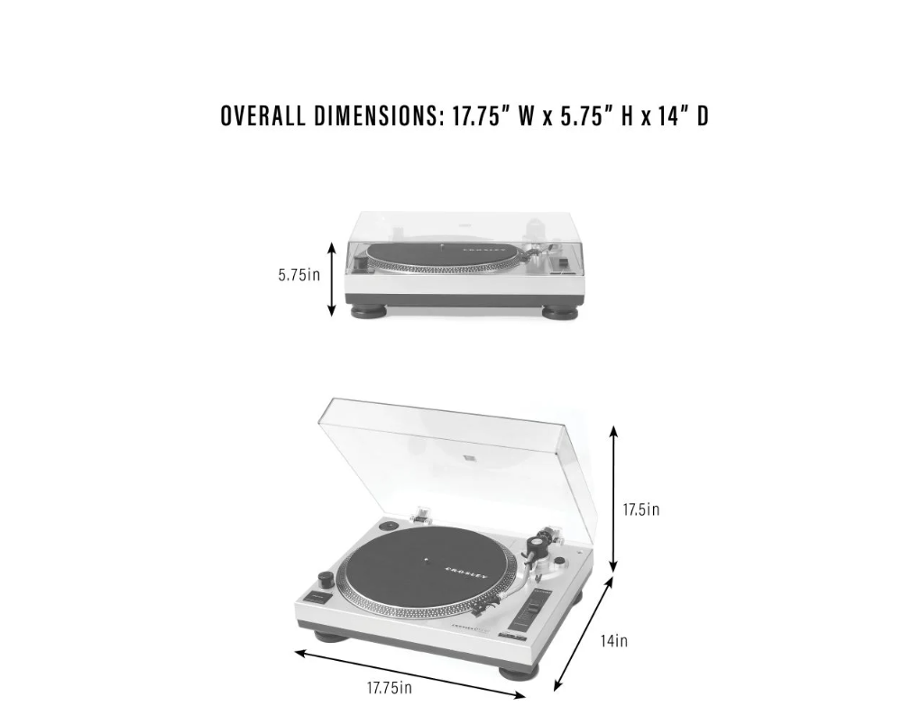 Crosley C100BT 2-Speed Bluetooth Turntable Record Player- Black-NEW