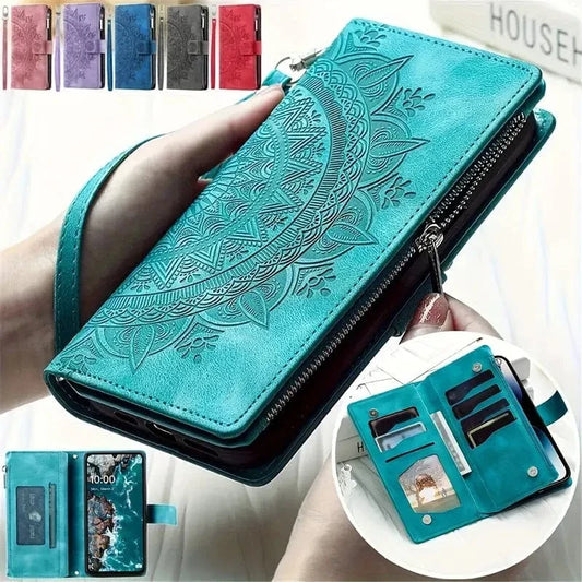 Stylish Vegan Leather Wallet Lanyard Phone Case