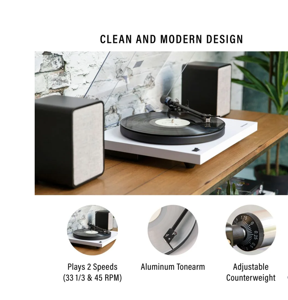 Crosley KT6101-WA K-Series Bluetooth Turntable System - White-NEW