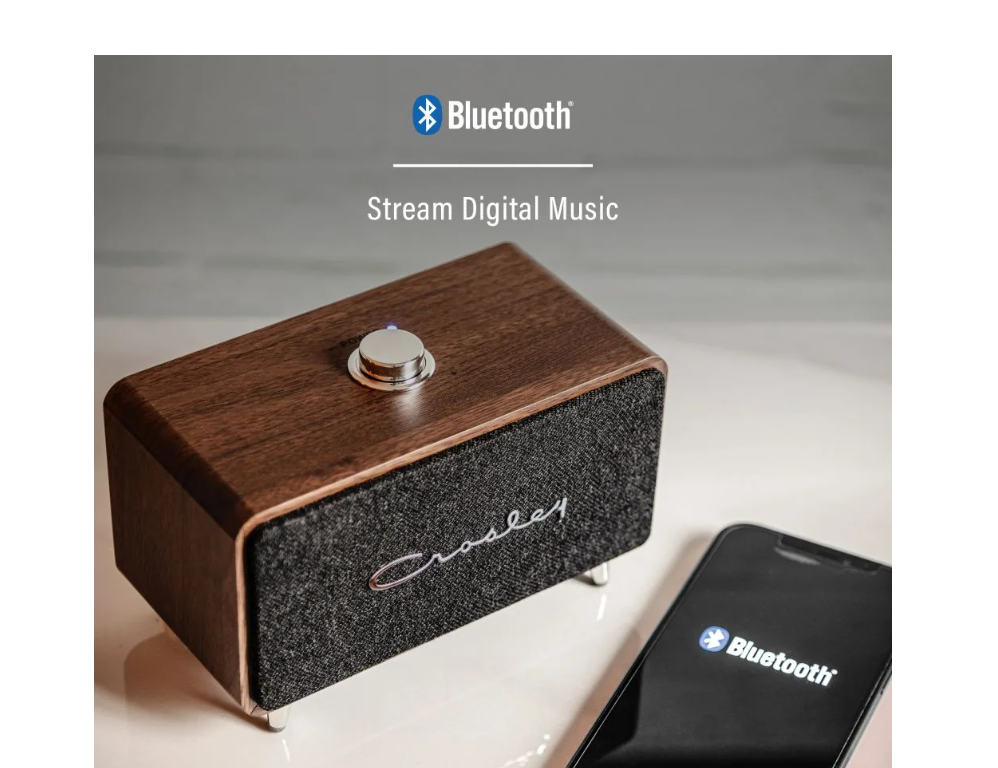 Crosley CR3049A Stanza Portable Bluetooth Speaker -Walnut -NEW