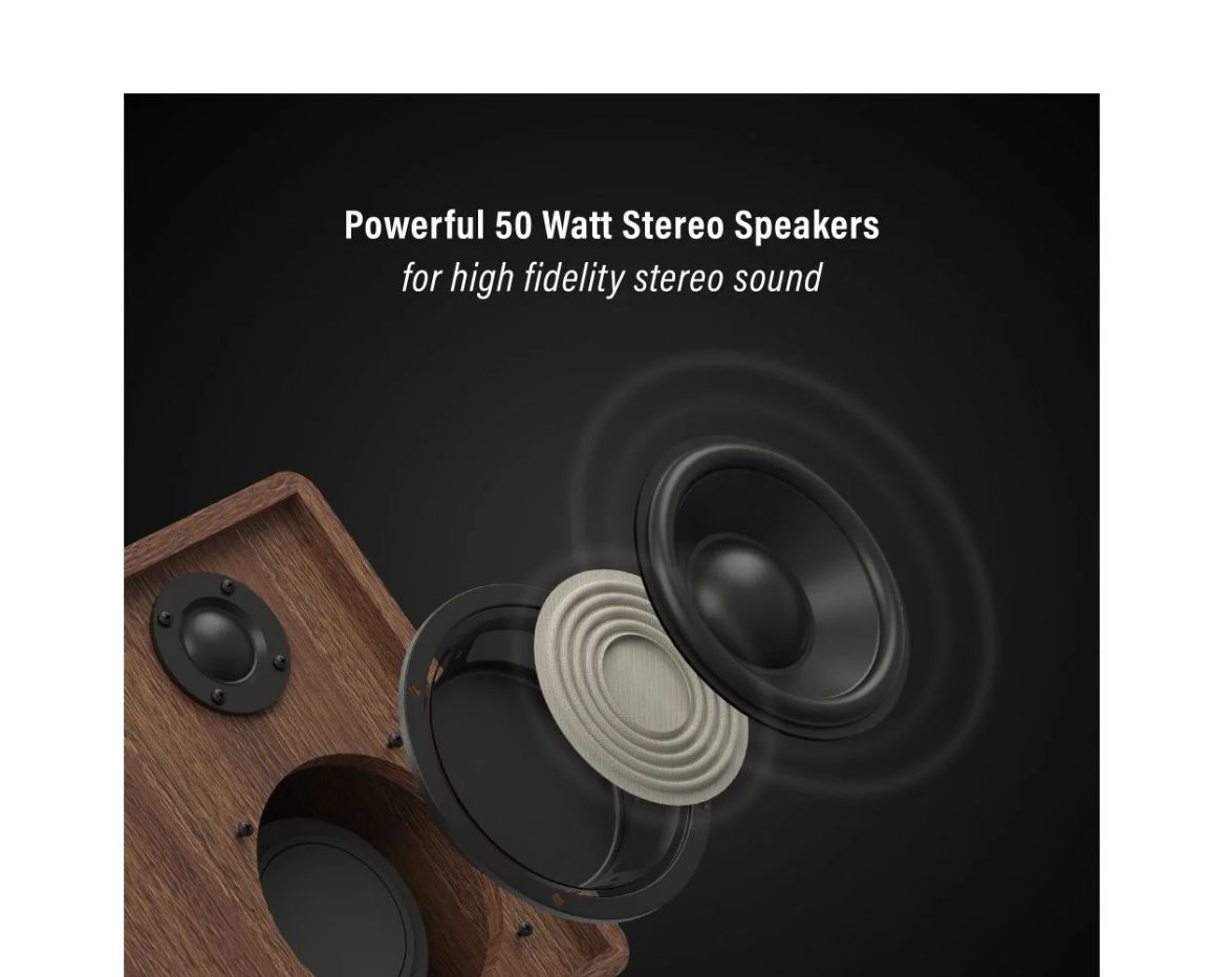 Crosley C65  Record Player with speakers system Belt-Drive 2-Speed  Turntable Record Walnut and Gold- NEW