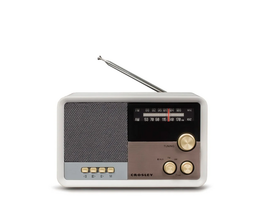 Crosley CR3036D Tribute AM/FM Radio with Built-In Bluetooth - White Sand-NEW