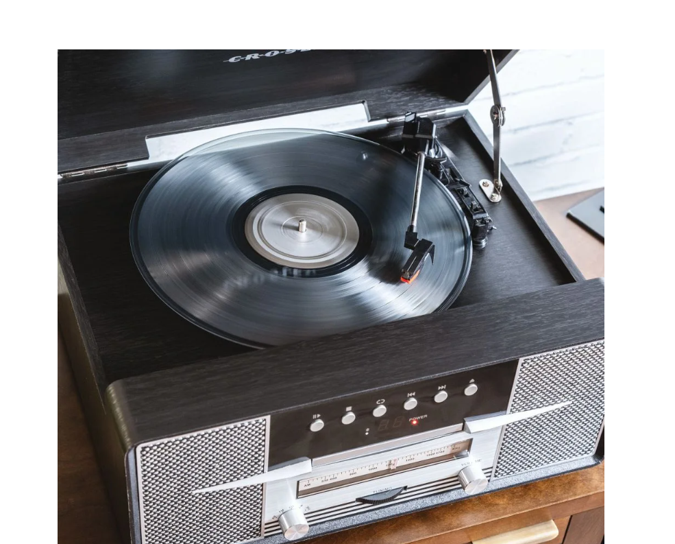 Crosley CR7016A Rhapsody 3-Speed Turntable AM/FM Radio CD Player - Black -NEW