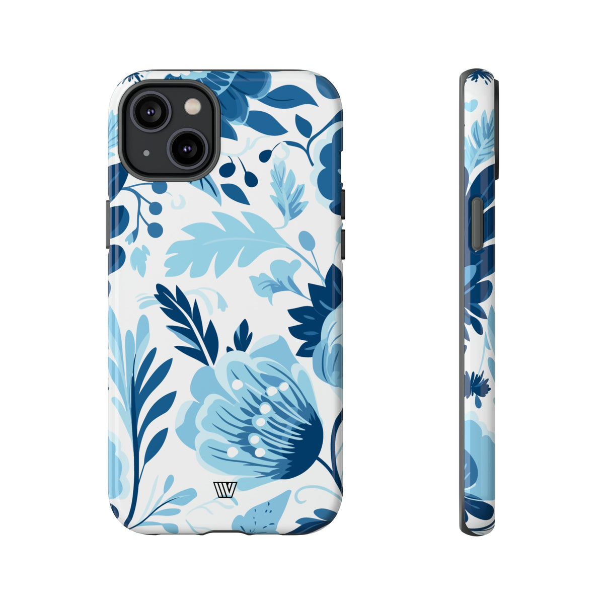 Blue White Flowers Tough Phone Case