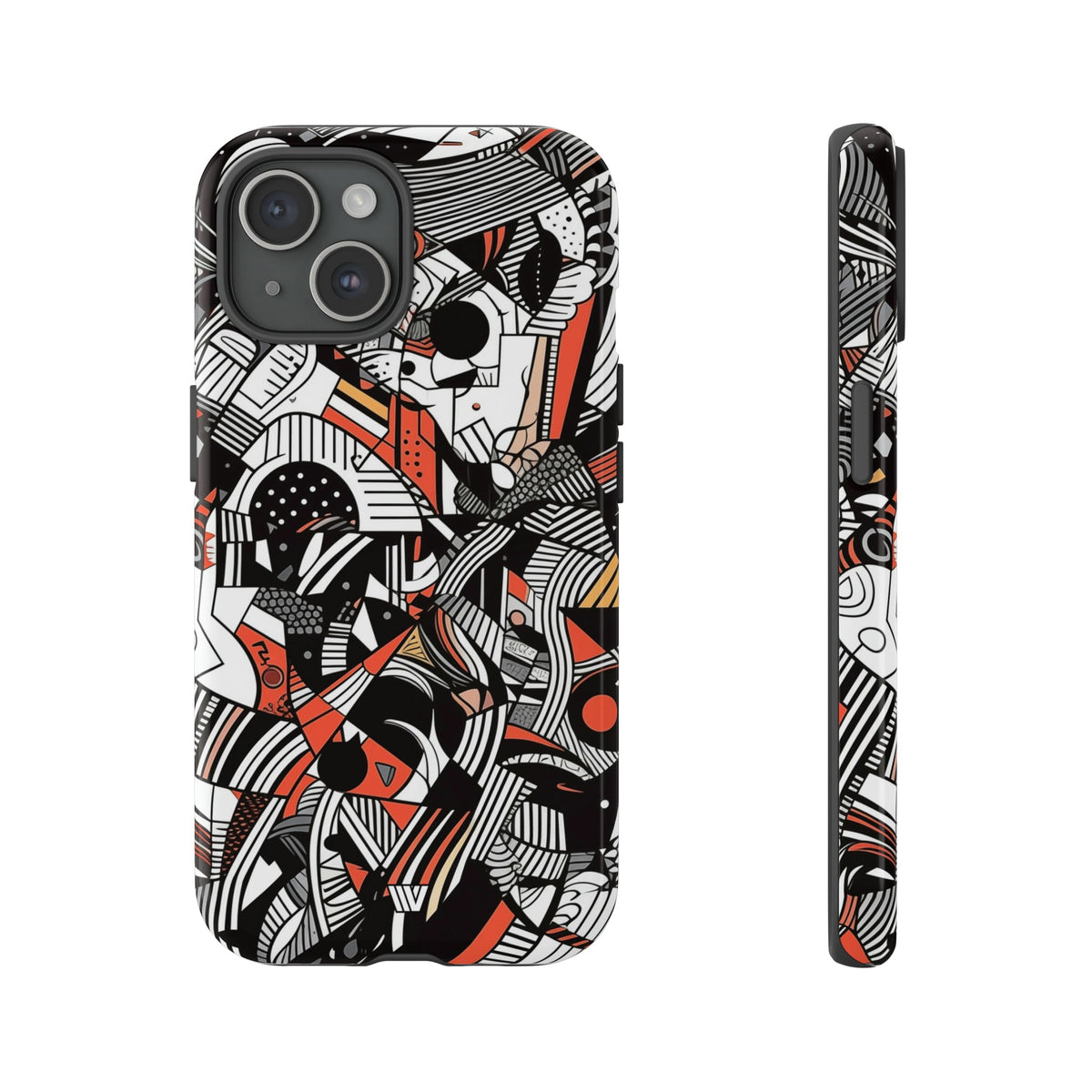 Abstract Doodle Tough Phone Case Dual-Layer Protection