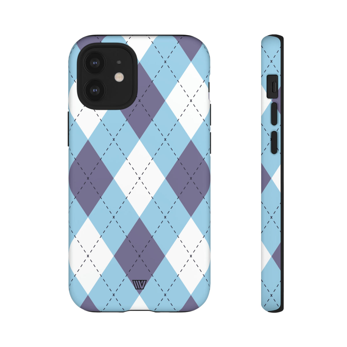 Tough Phone Case Blue White Purple Argyle Polycarbonate Shell