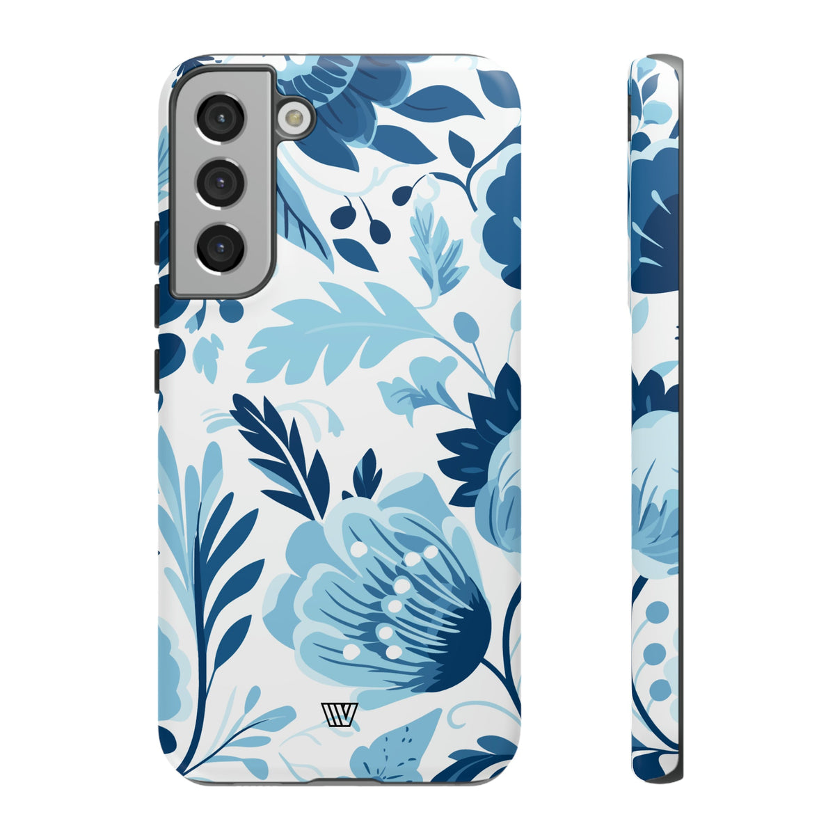 Blue White Flowers Tough Phone Case