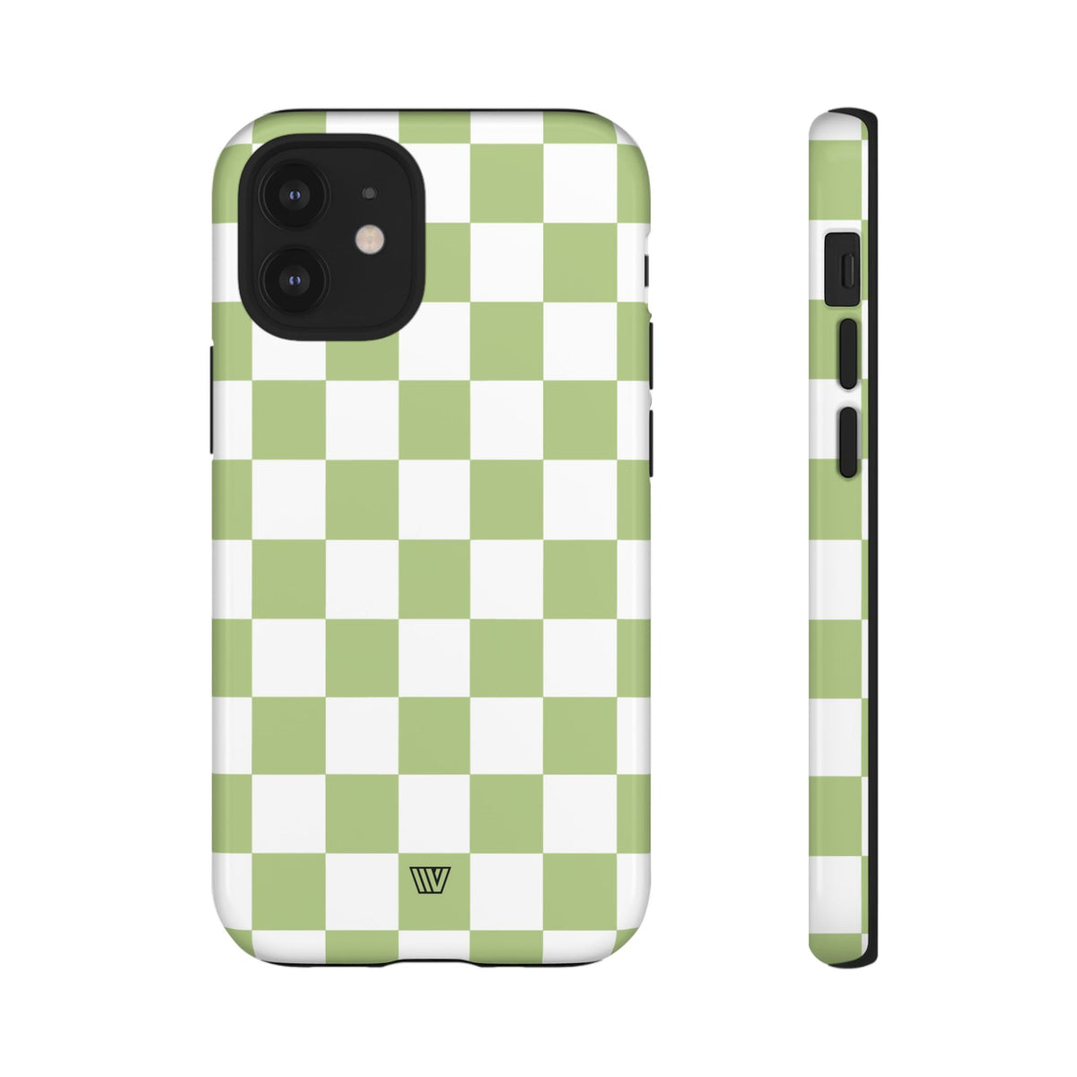 Pale Olive White Checkerboard Tough Phone Case
