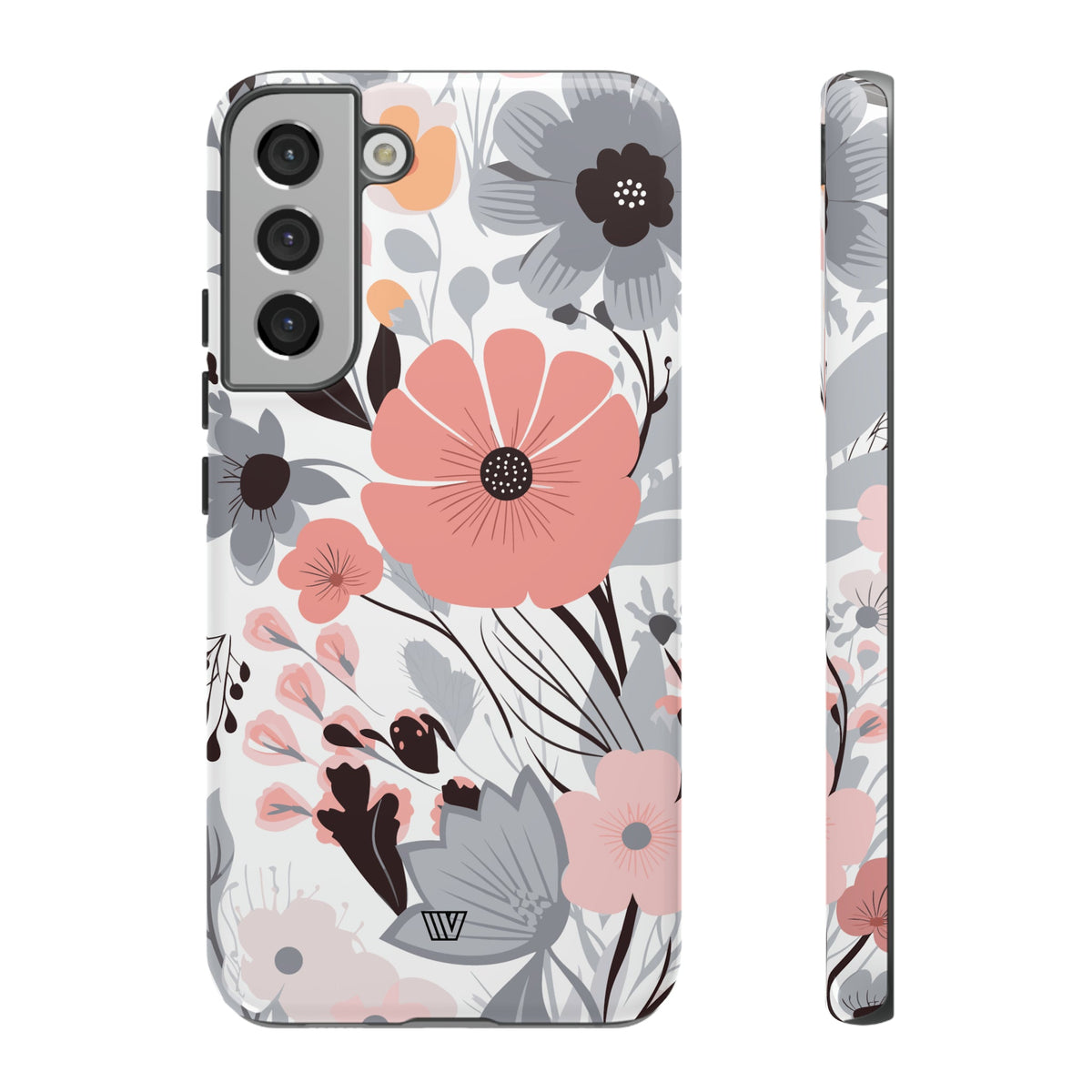 Gray Pastel Flowers Tough Phone Case