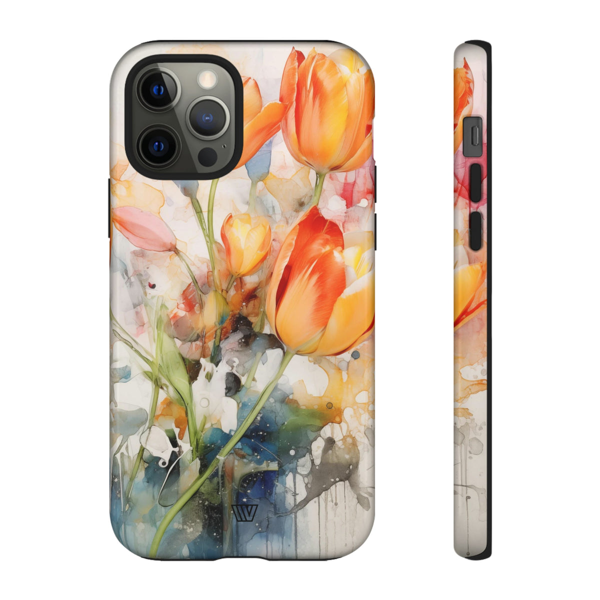 Watercolor Tulips Tough Phone Case Impact Resistant Polycarbonate Shell