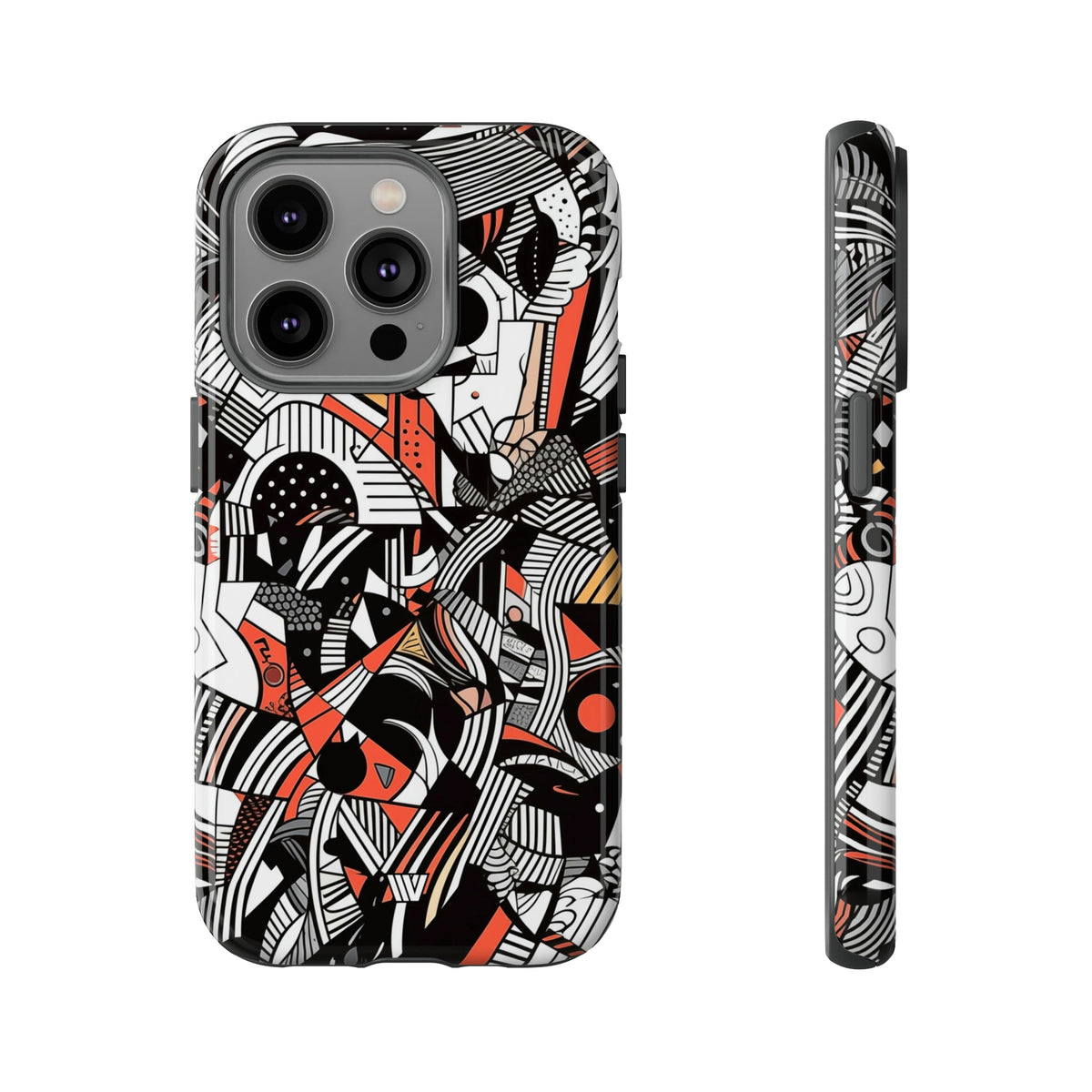 Abstract Doodle Tough Phone Case Dual-Layer Protection