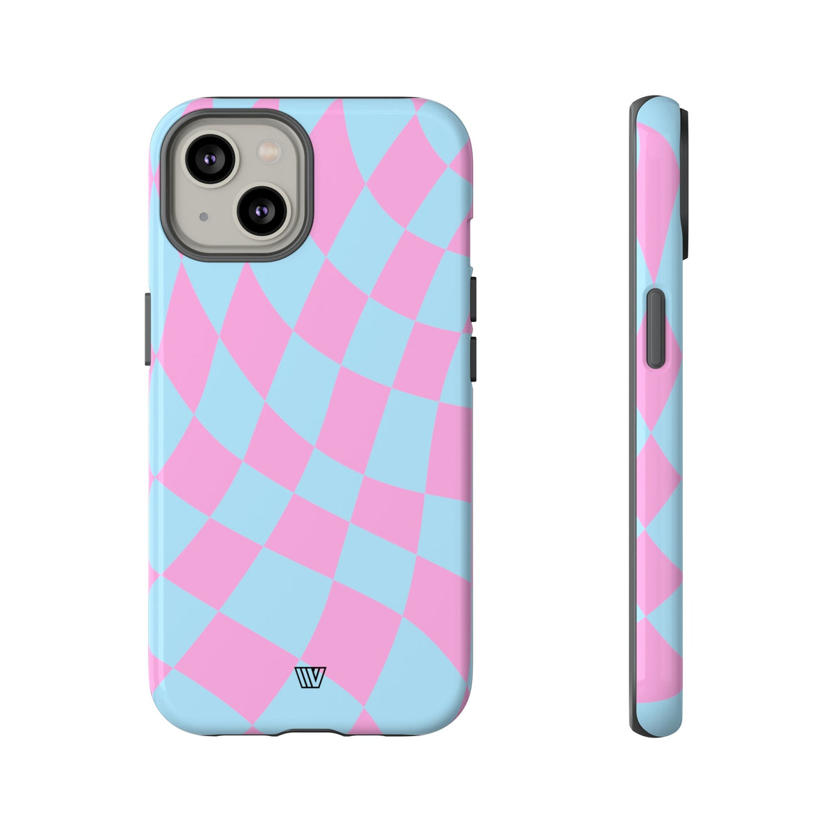 Blue Pink Curvy Checkerboard Tough Phone Case Trovvve