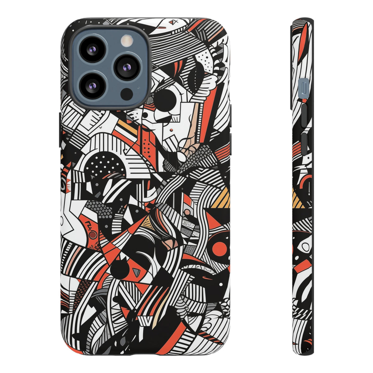 Abstract Doodle Tough Phone Case Dual-Layer Protection