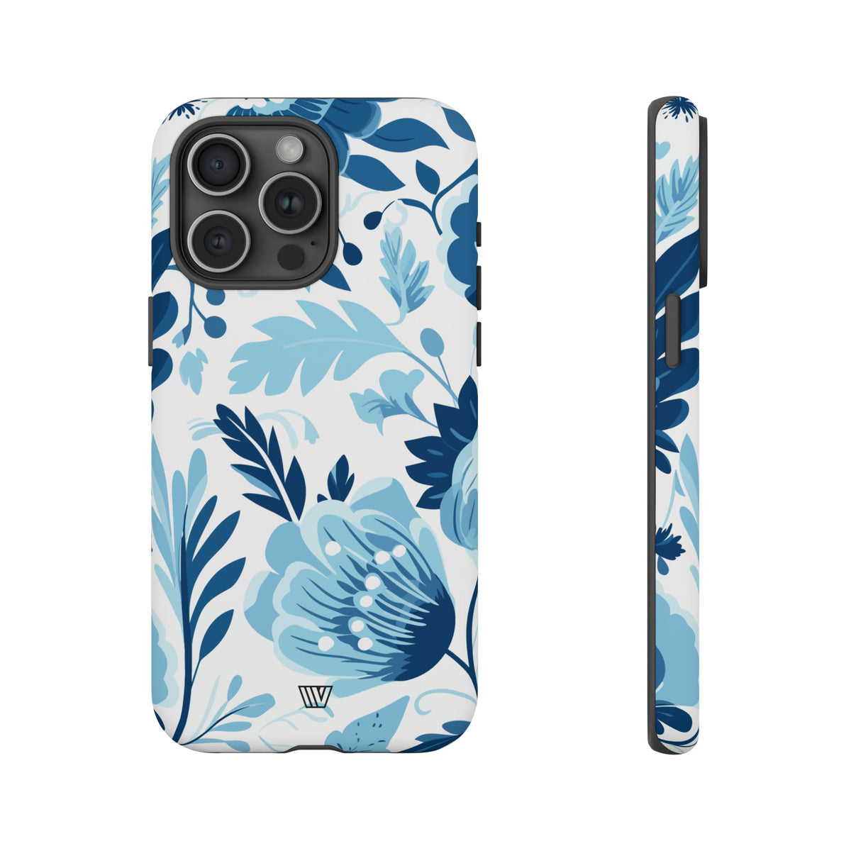 Blue White Flowers Tough Phone Case