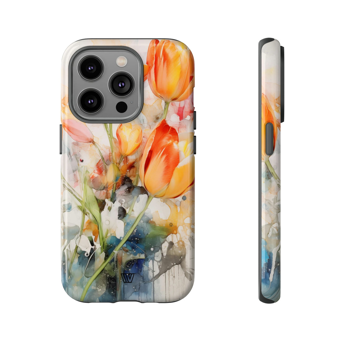Watercolor Tulips Tough Phone Case Impact Resistant Polycarbonate Shell