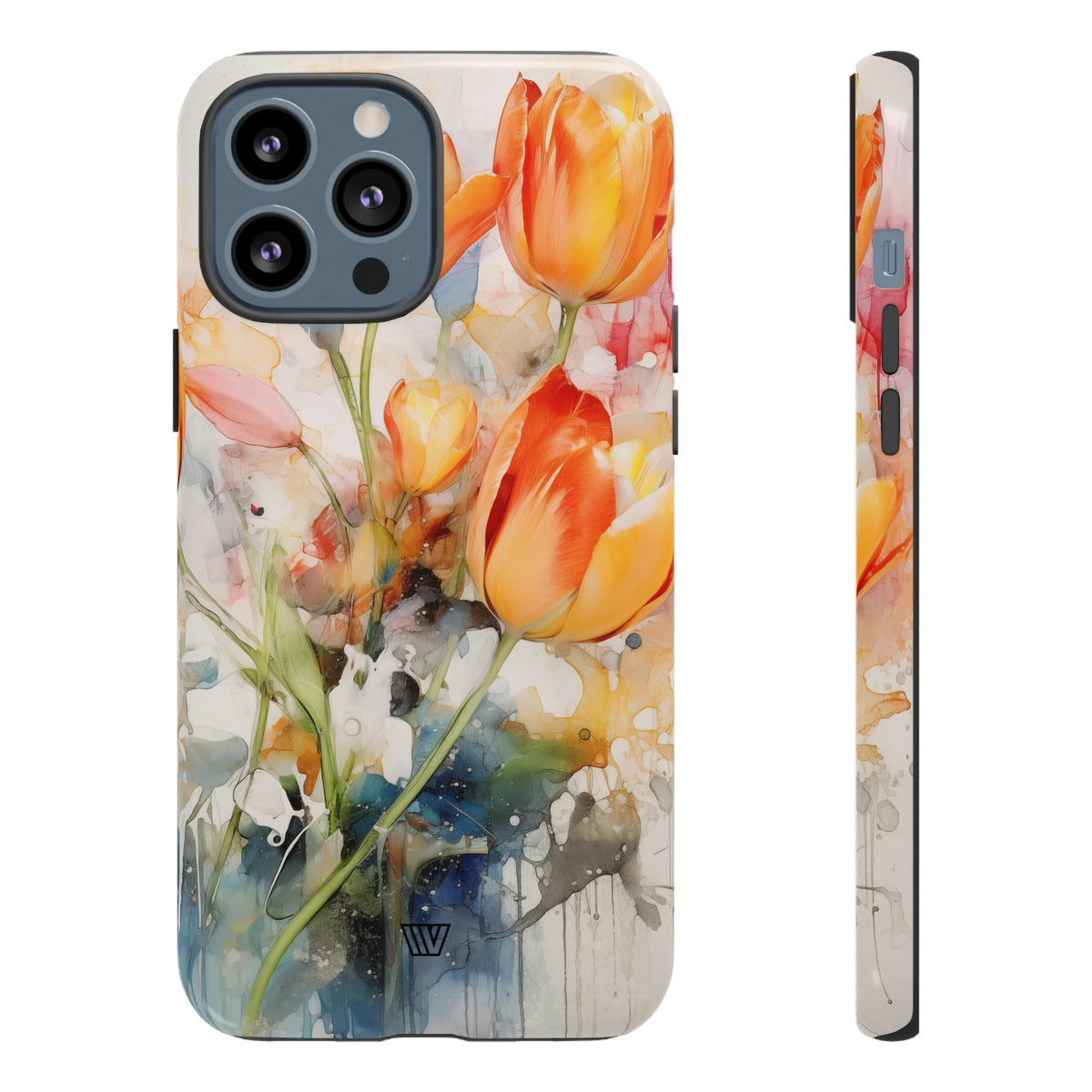 Watercolor Tulips Tough Phone Case Impact Resistant Polycarbonate Shell