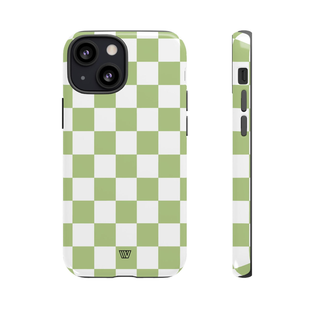 Pale Olive White Checkerboard Tough Phone Case