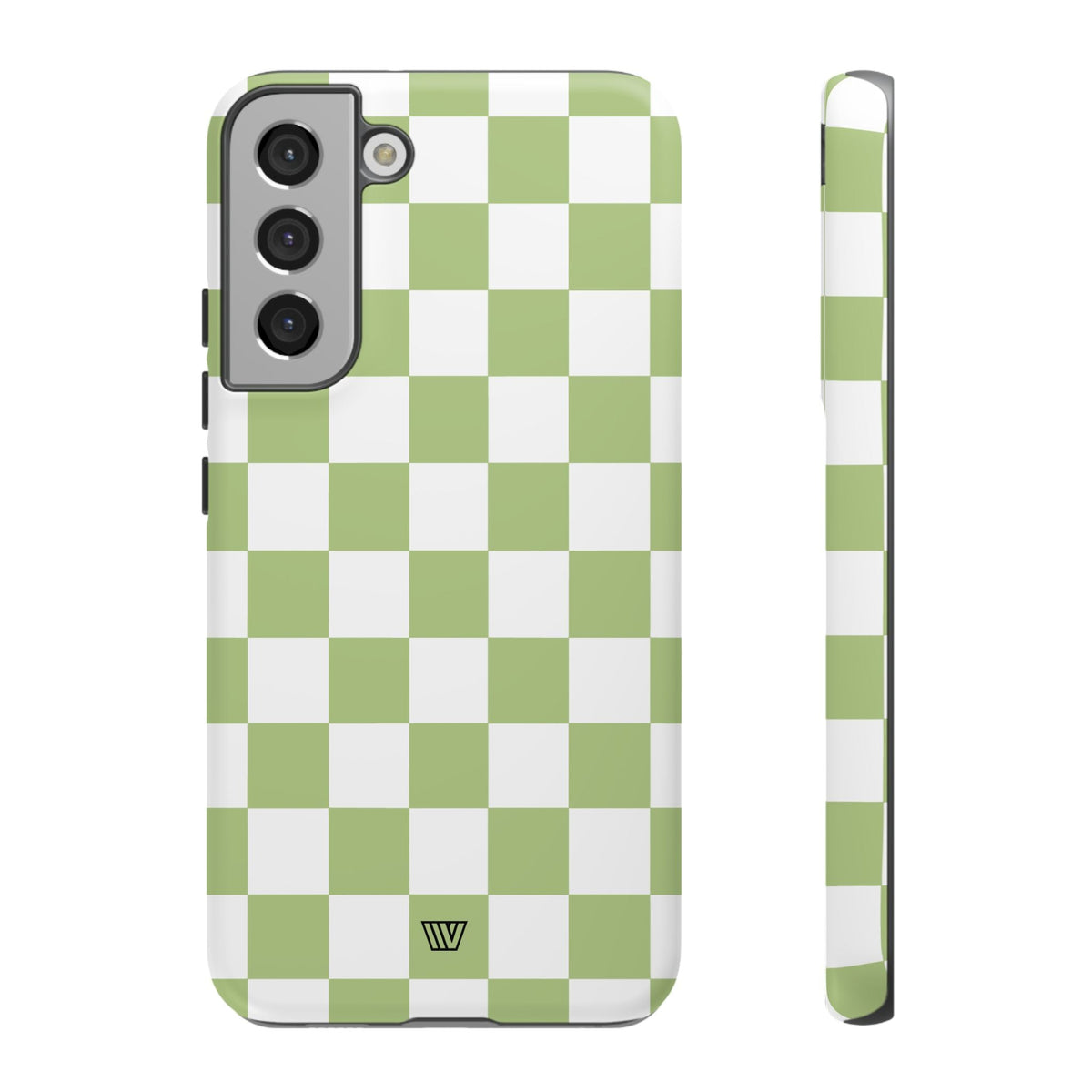 Pale Olive White Checkerboard Tough Phone Case