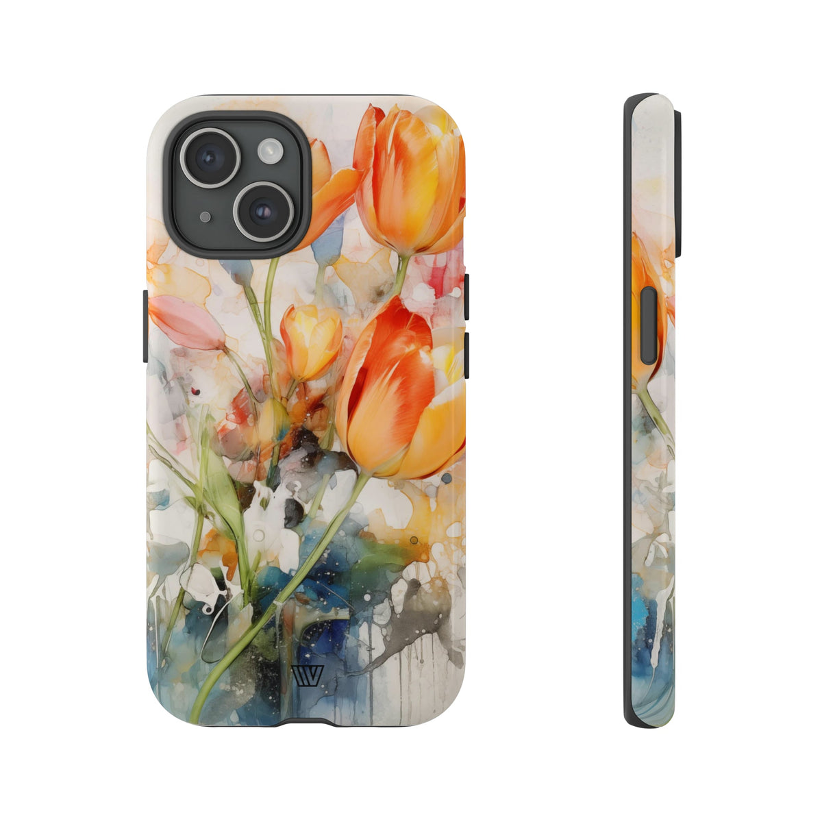 Watercolor Tulips Tough Phone Case Impact Resistant Polycarbonate Shell