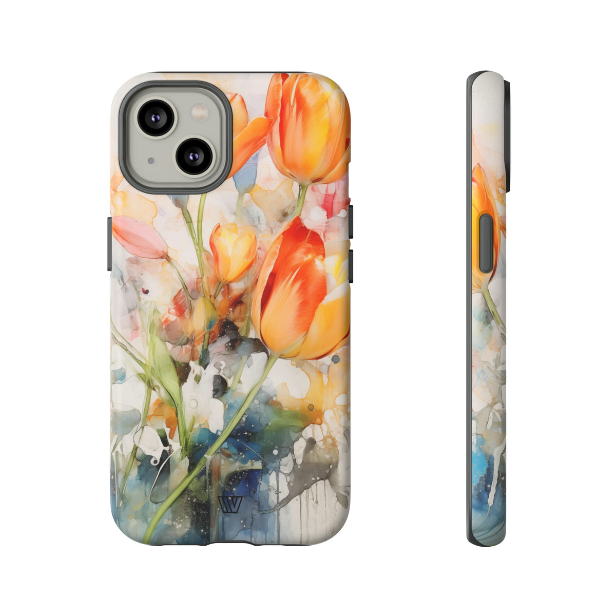 Watercolor Tulips Tough Phone Case Impact Resistant Polycarbonate Shell