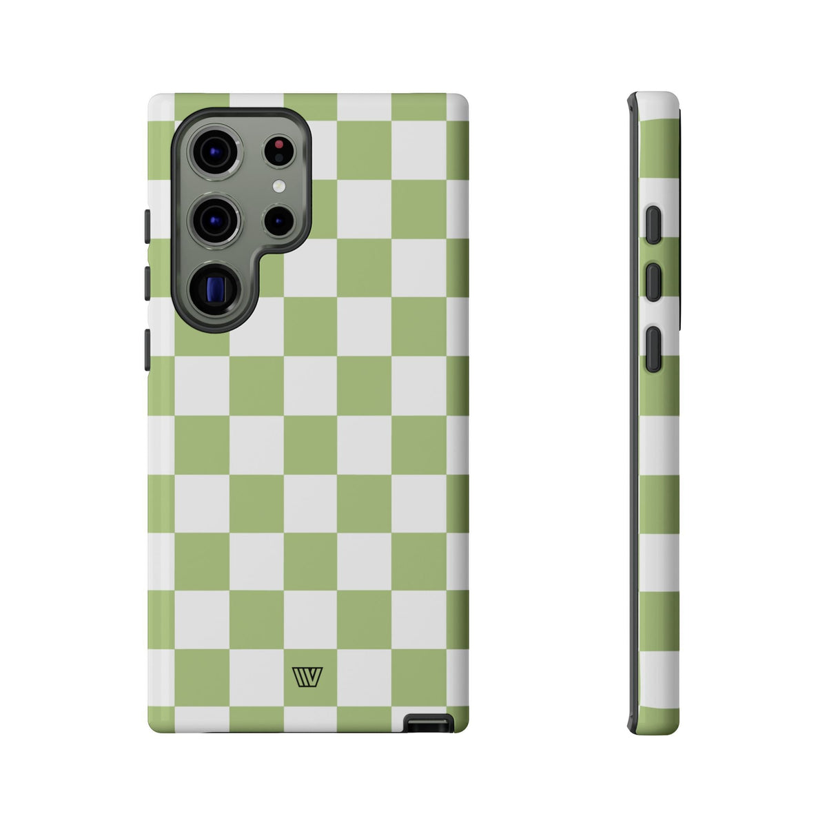 Pale Olive White Checkerboard Tough Phone Case