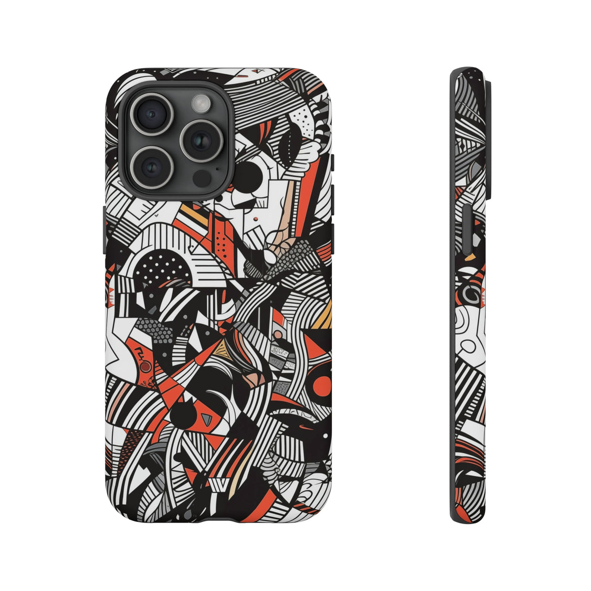 Abstract Doodle Tough Phone Case Dual-Layer Protection