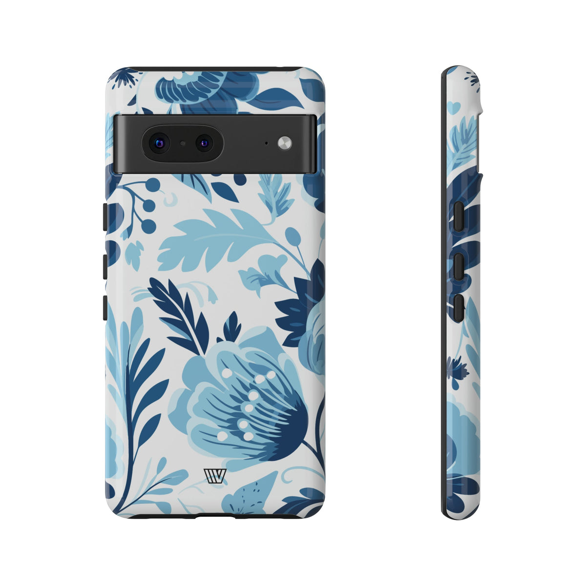 Blue White Flowers Tough Phone Case