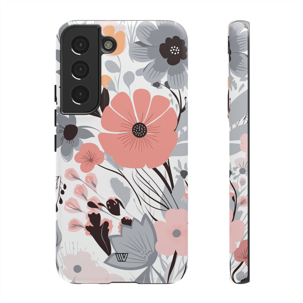Gray Pastel Flowers Tough Phone Case