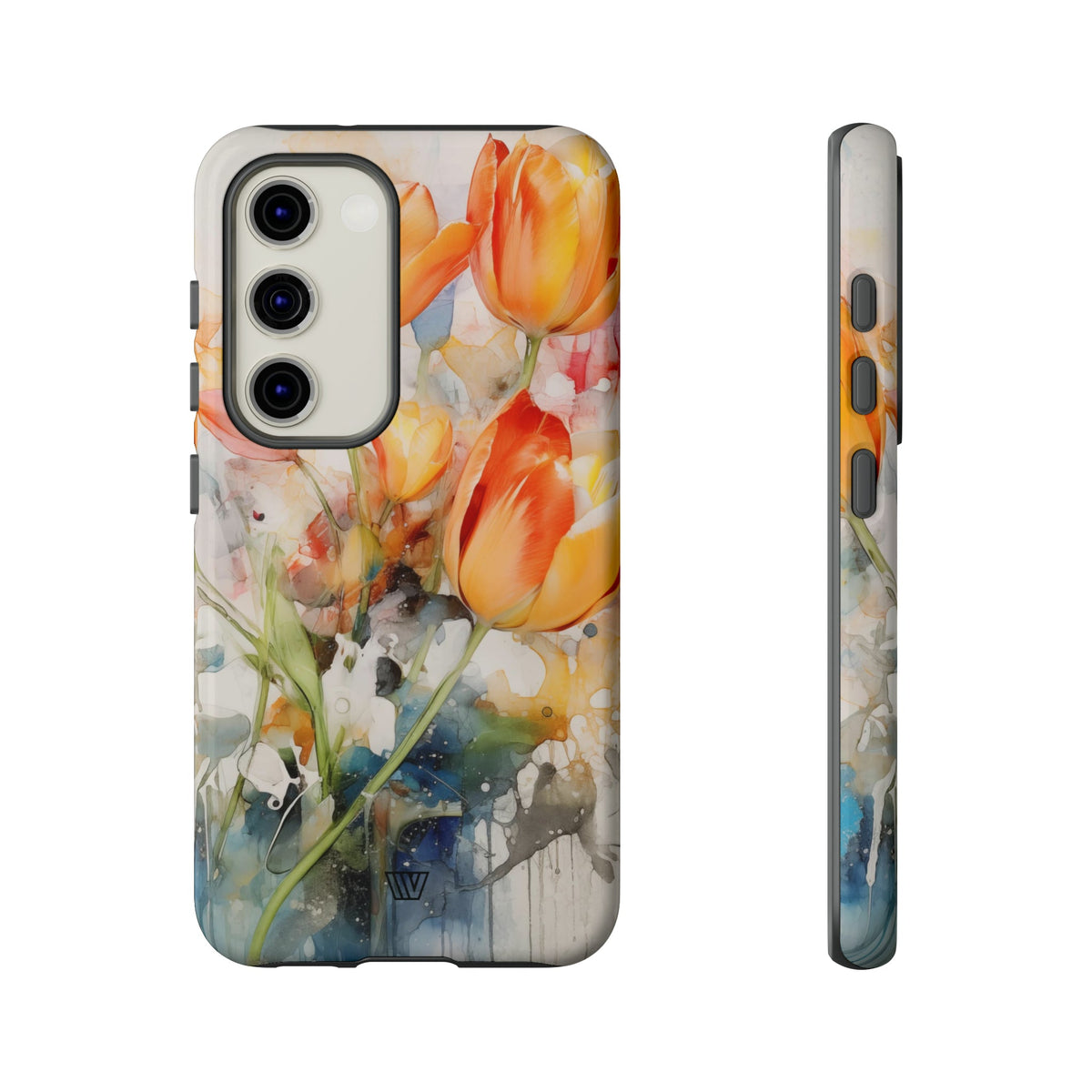 Watercolor Tulips Tough Phone Case Impact Resistant Polycarbonate Shell