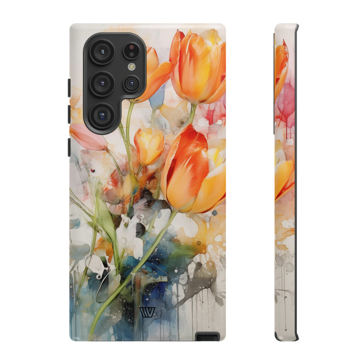 Watercolor Tulips Tough Phone Case Impact Resistant Polycarbonate Shell