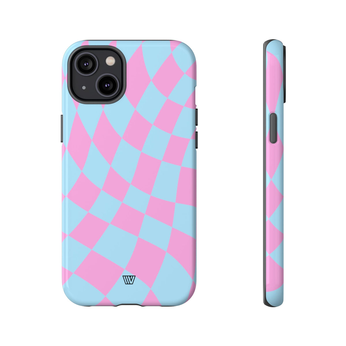 Blue Pink Curvy Checkerboard Tough Phone Case Trovvve