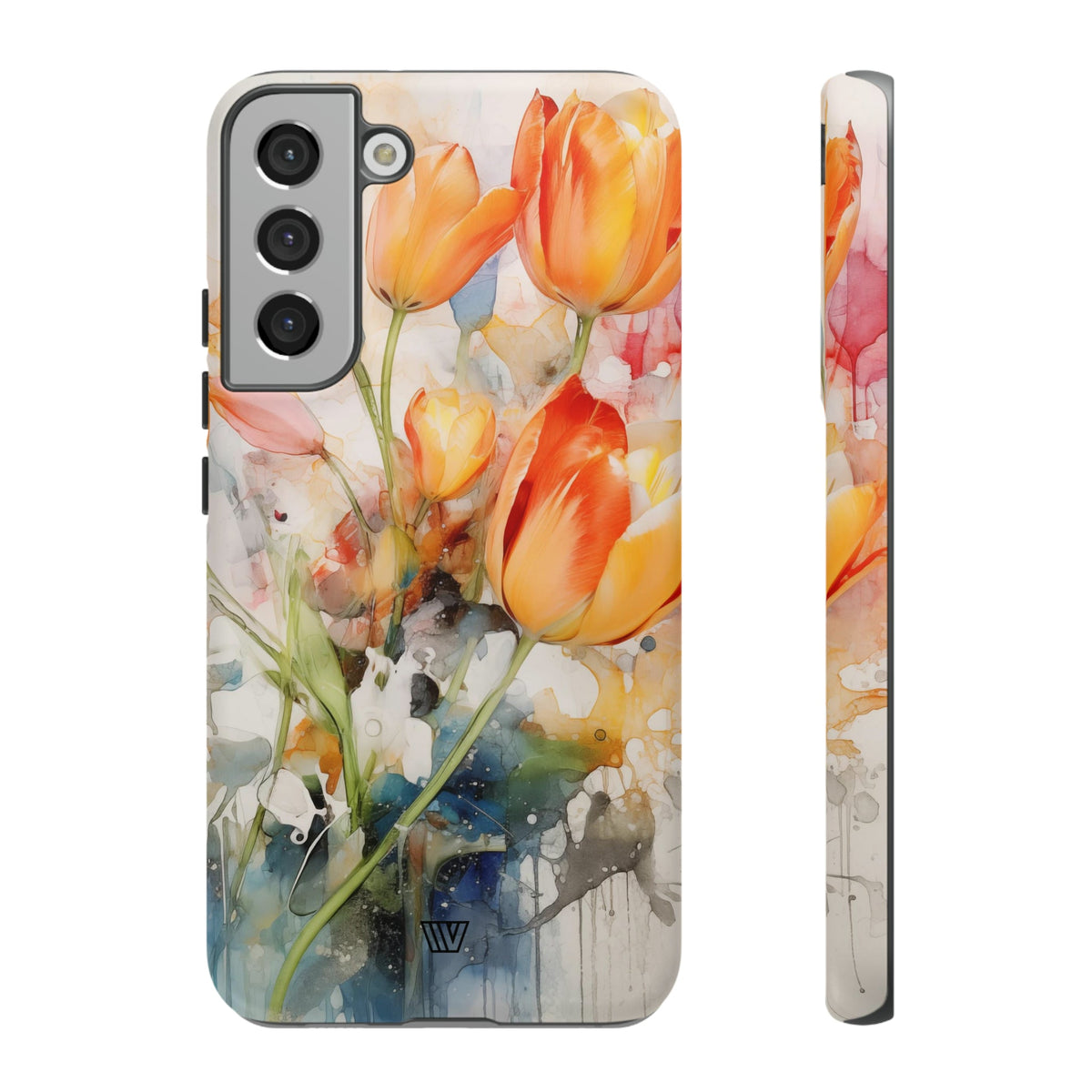 Watercolor Tulips Tough Phone Case Impact Resistant Polycarbonate Shell